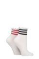 Women's 2 Pair Elle Frill Welt Bamboo Ankle Socks - White / Sports Frill