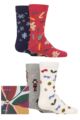 Kids 4 Pair Thought Noel Christmas Organic Cotton Gift Boxed Socks - Multi Kids