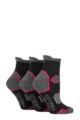 Ladies 3 Pair Storm Bloc Cushioned Ankle Socks - Black