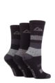 Ladies 3 Pair Storm Bloc Cotton Striped Boot Socks - Black / Grey