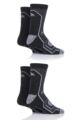 Mens 4 Pair Storm Bloc Technical Boot Socks - Black  /  Charcoal  /  Grey