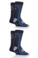 Mens 4 Pair Storm Bloc Technical Boot Socks - Navy  /  Blue  /  Turquoise