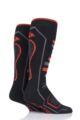 Mens 2 Pair Storm Bloc Long Leg Snow Socks - Black  /  Charcoal  /  Amber
