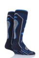 Mens 2 Pair Storm Bloc Long Leg Snow Socks - Navy  /  Blue  /  Grey