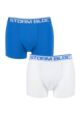 Mens 2 Pack Storm Bloc Cotton Rich Fitted Trunks - Blue/White