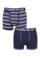 Storm Bloc Mens 2 Pair Cotton Rich Stripe Trunks - Navy/Purple