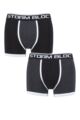 Storm Bloc Mens 2 Pair Cotton Fitted Contrast Trunks - Black / Charcoal