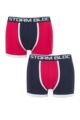 Storm Bloc Mens 2 Pair Cotton Fitted Contrast Trunks - Navy / Red