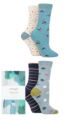 Ladies 4 Pair Thought Mornie Yogi Bamboo and Organic Cotton Gift Boxed Socks - Assorted