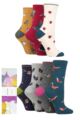Ladies 7 Pair Thought Annette Animal Bamboo and Organic Cotton Gift Boxed Socks - Assorted
