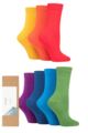 Ladies 7 Pair Thought Colours of the Rainbow Bamboo and Organic Cotton Gift Boxed Socks - Assorted