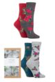 Ladies 4 Pair Thought Abisska Winter Flowers Bamboo and Organic Cotton Gift Boxed Socks - Assorted