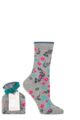 Ladies 1 Pair Thought Viola Floral Organic Cotton Gift Bagged Socks - Grey Marle