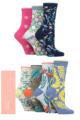 Ladies 7 Pair Thought Bamboo and Organic Cotton Floral Gift Boxed Socks - Assorted