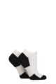 Ladies 2 Pair Elle Bamboo Sheer Stripe Cushioned Heel and Toe No-Show Socks - White / Black