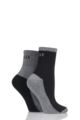 Ladies 2 Pair Elle Sports Cushioned Ankle Socks - Black