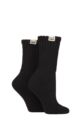 Ladies 2 Pair Elle Bamboo Slouch Sports Socks - Black