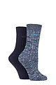 Women's 2 Pair Elle Chunky Cotton Ribbed Boot Socks - Navy