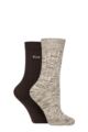 Women's 2 Pair Elle Chunky Cotton Ribbed Boot Socks - Classic Beige