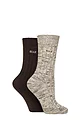 Women's 2 Pair Elle Chunky Cotton Ribbed Boot Socks - Classic Beige