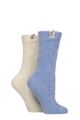 Women's 2 Pair Elle Cable Knit Chenille Boot Socks - Powder Blue