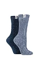 Women's 2 Pair Elle Cable Knit Chenille Boot Socks - Blue Grey / Sapphire