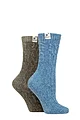Women's 2 Pair Elle Cable Knit Chenille Boot Socks - Moonlight Blue