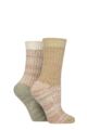Women's 2 Pair Elle Chunky Ribbed Boot Socks - Classic Beige