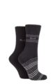 Ladies 2 Pair Elle Wool Mix Brushed Inside Boot Socks - Black