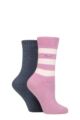Ladies 2 Pair Elle Wool Mix Brushed Inside Boot Socks - Smokey Pink