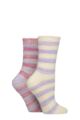 Women's 2 Pair Elle Soft Stripe Boot Socks - Soft Pastel