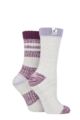 Ladies 2 Pair Elle Soft Ribbed Boot Socks - Dusky Grey