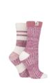 Ladies 2 Pair Elle Soft Ribbed Boot Socks - Mauvewood