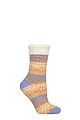 Women's 1 Pair Elle Feather-Lined Fairisle Home Socks - Coral Blaze