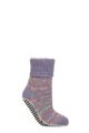 Women's 1 Pair Elle Chunky Fair Isle and Striped Moccasin Grip Socks - Soft Pastel