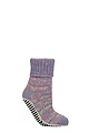 Women's 1 Pair Elle Chunky Fair Isle and Striped Moccasin Grip Socks - Soft Pastel