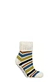 Women's 1 Pair Elle Chunky Fair Isle and Striped Moccasin Grip Socks - Autumn Apple Stripe