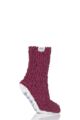 Ladies 1 Pair Elle Popcorn Sequinned Cosy Moccasin Socks - Claret