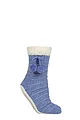 Women's 1 Pair Elle Chenille Slipper Socks with Moccasin Sole - Powder Blue