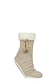 Women's 1 Pair Elle Chenille Slipper Socks with Moccasin Sole - Stone