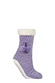 Women's 1 Pair Elle Chenille Slipper Socks with Moccasin Sole - Light Lavender