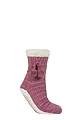 Women's 1 Pair Elle Chenille Slipper Socks with Moccasin Sole - Nostalgic Pink