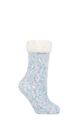 Ladies 1 Pair Elle Popcorn Feather Slipper Socks with Sherpa Lining - Bubblegum