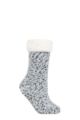Ladies 1 Pair Elle Popcorn Feather Slipper Socks with Sherpa Lining - Moon Grey
