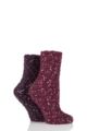 Ladies 2 Pair Elle Popcorn Feather Socks - Heather Rose