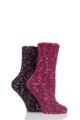 Ladies 2 Pair Elle Popcorn Feather Socks - Velvet Rose
