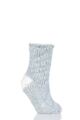 Ladies 1 Pair Elle Soft Hand Knitted Slipper Socks - Dreamy Blue