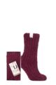 Ladies 1 Pair Elle Feather Slipper Gift Boxed Socks - Dark Ruby
