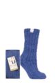 Ladies 1 Pair Elle Feather Slipper Gift Boxed Socks - Midnight