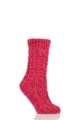 Ladies 1 Pair Elle Chenille Cable Slouch Socks - Cranberry